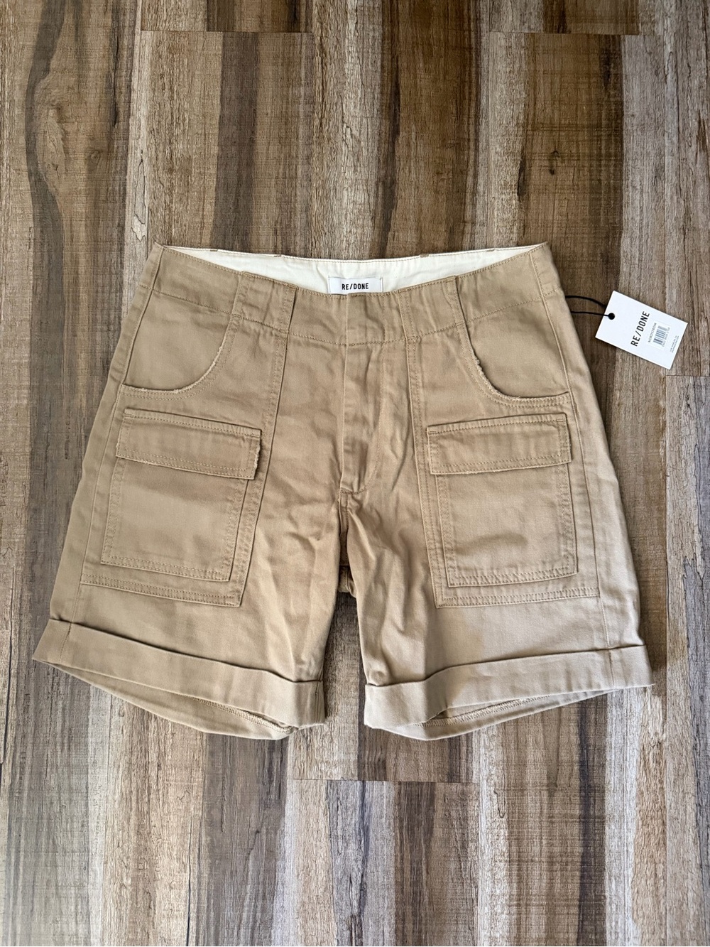 Re/Done Khaki Utility Cargo Shorts